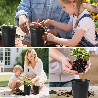 120Pack 1 Gallon Plant Nursery Pots, Thickened Soft Plastic Seedling Starter Pots, Plastic Plant Container with Drainage Hole for Indoor Outdoor Flower Seed,Succulents,Cuttings,Transplanting - Black