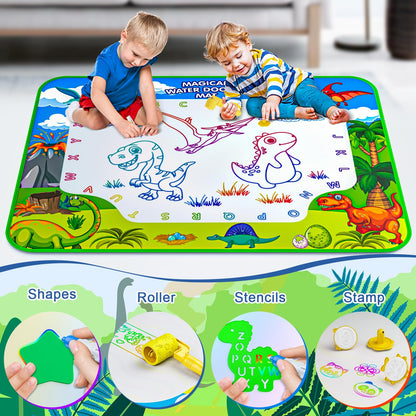 Water Doodle Mat, 40 x 32 Inch Mess Free Drawing Mat, Educational Toy for 3 4 5 6 7 8 Years Old Boys Girls, Neon Color Mat Doodle Board Writing Drawing Toys Holiday Christmas Birthday Gifts