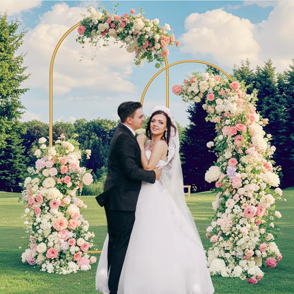 Metal Arch Backdrop Stand 7.2FT+6FT Wedding Arch Backdrop Stand Set of 2 Gold Arch Backdrop Stand for Valentines Day Party Wedding Ceremony Baby Shower Birthday Floral Balloon Decration