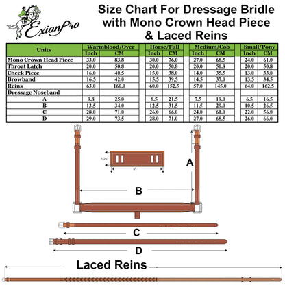 Exion Dressage Horse Bridle: Soft Lining, Anatomic Shape & Designer Stitching on Browband and Noseband Comes with Web Reins Equipped with a Hand-Stopper | Dressage Bridle for Horses