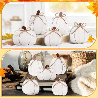 Yousoontic Neutral Wooden House Decor Rustic Farmhouse Spring Tiered Tray Decor Spring Mantel Decoration for Home Desk Shelf Table Centerpiece Decoration(5 Pcs,Pumpkin)