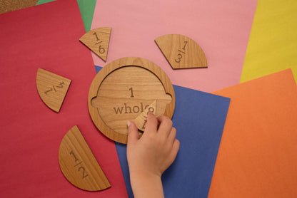 Fraction Tiles - Laser Engraved Alder Wood - Includes 5 inch Tile Holder and Fraction Tiles (78 Tiles)