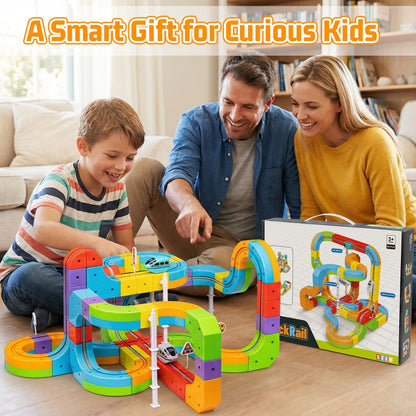 KlickRail Electric Train Set Flexible Race Track for 3 4 5 6 7 8 years old boys and girls, Building Toy Train Track Gravity-Defying 3D Embedded Layouts & Motorized Car, STEM Gift(Deluxe Set(88 Piece))
