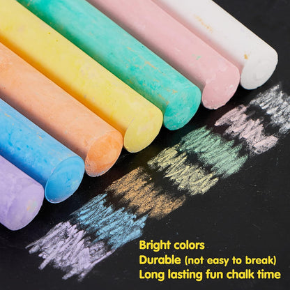 160 PCS Sidewalk Chalks Set Non-Toxic Washable Jumbo Chalk for Outdoor Art Play, Painting on Chalkboard, Blackboard and Playground