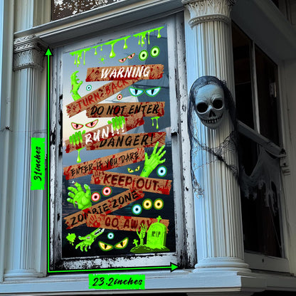 Halloween Window Decoration Clings Halloween Window Decals Indoor Scary Glass Door Decals Haunted House Boards Vinyl Decal Removable Monster Eyes Static Cling for Treat or Trick Holiday Party Supply