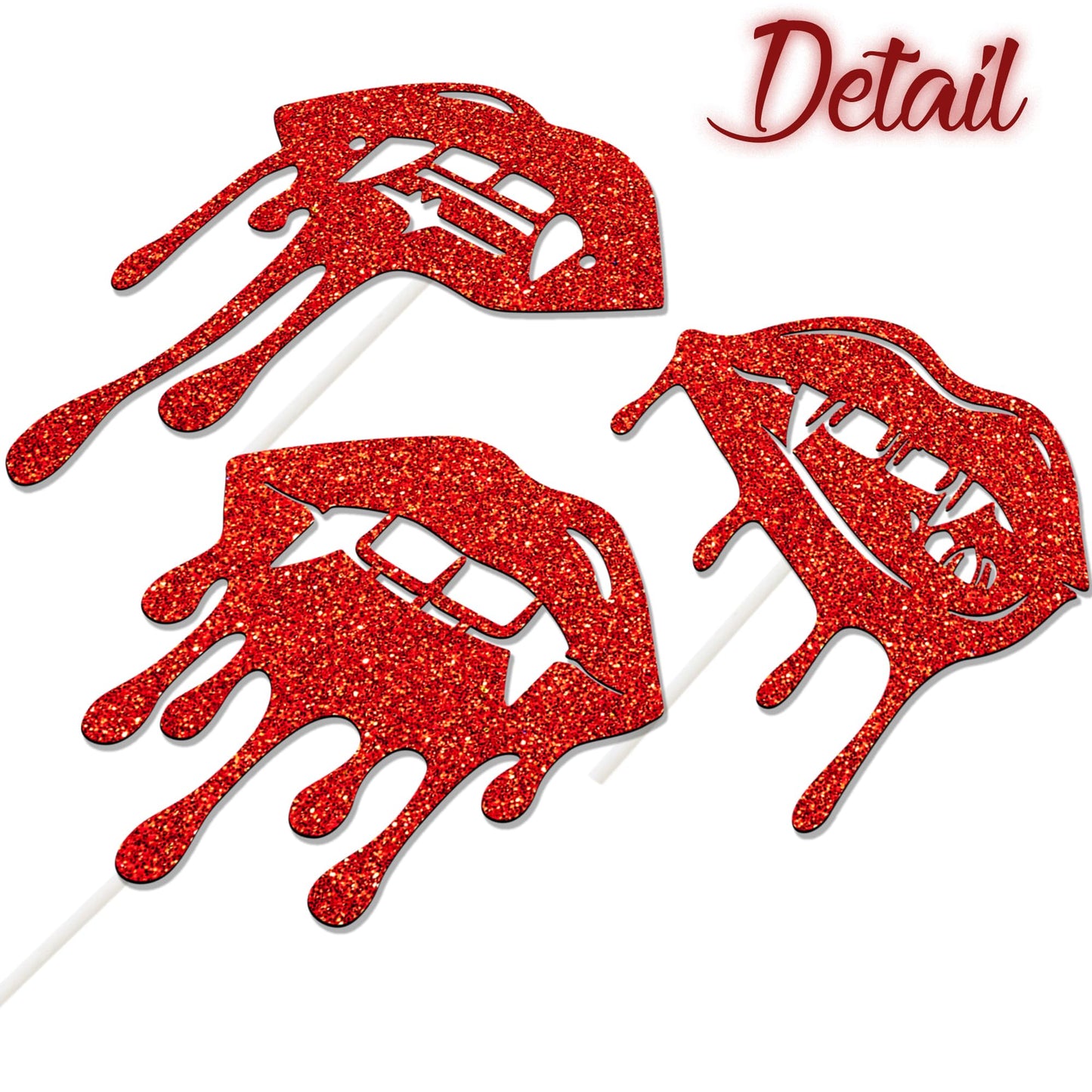 Halloween Vampire Cupcake Topper Red Have a Bite Cake Decorations 24PCS Double Sided Glitter Zombie Vampire Party Decorations Horror Theme Cake Picks for Halloween Birthday Party Supplies