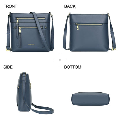 Over Earth Crossbody Bags for Women Leather Purses for Ladies with Multiple Pockets(O199E Indigo Blue)