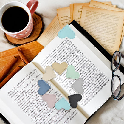 Yuwiiuuo 30 Pcs Leather Heart Bookmarks for Women, Cute Book Marks for Reading, Ideal Gift for Home, Office, School Reading Supplies(15 Colors)
