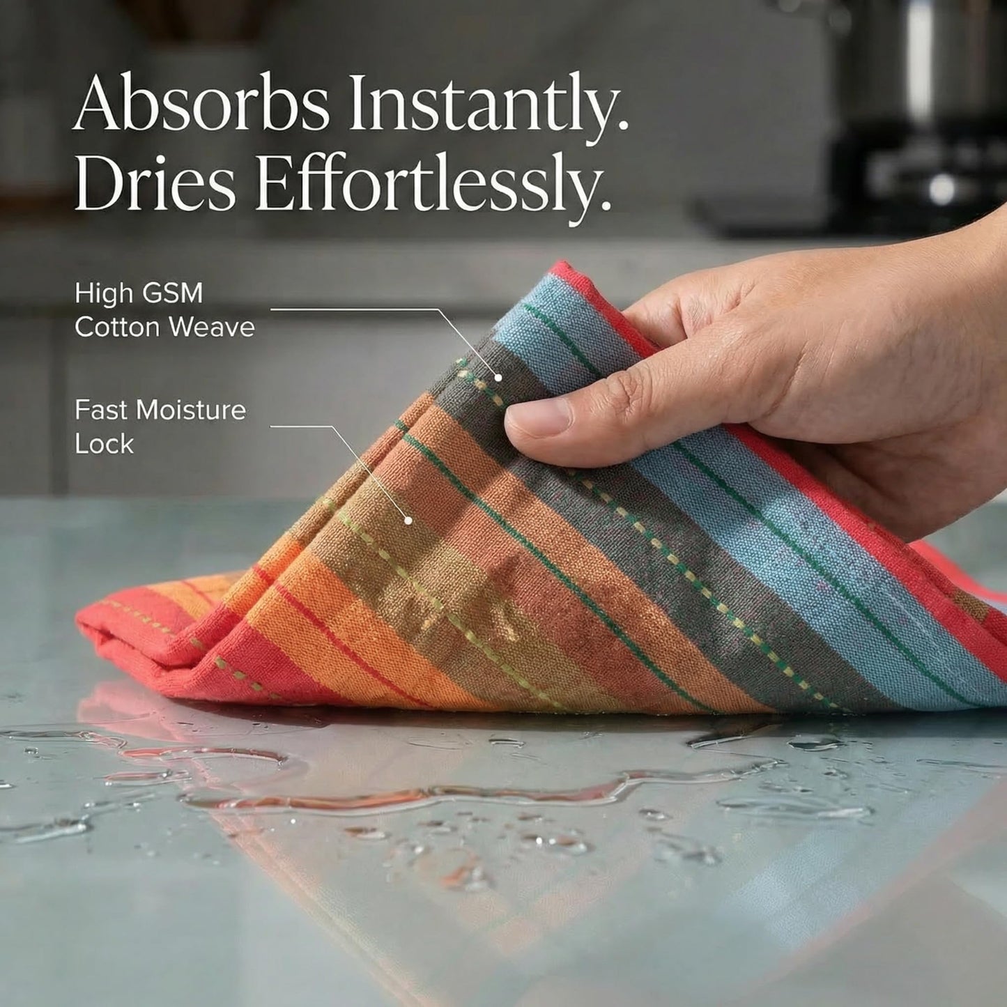 Urban Villa Kitchen Towels 100% Cotton Dish Towels for Kitchen (Set of 6) 20"x30" Highly Absorbent Kitchen Linen Set with Hanging Loop Dish Cloths Perfect for Drying Dishes Cleaning Towels - Red Multi