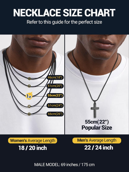 PROSTEEL Pendant Necklace For Men Cross Choker Religious Jewelry Black Rope Cord Necklace 22 inch