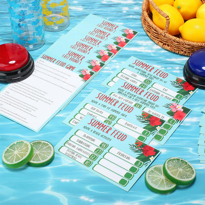 Soulchen Summer Friendly Feud Game with 2 Answer Buzzers, Feud Card for Family Game Night Fun Trivia Quiz for Party Office Class Groups Team Building