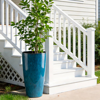 Lucieblessdesign 21 inch Tall Planter, Indoor Outdoor Planter Set of 2 Tall Outdoor Planters for Porch Large Planter Pot with Drainage Hole for Home Garden Front Door (Deep Blue)