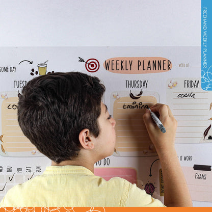 WallJOY Dry Erase Calendar – 39.4x16” Weekly Dry Erase Board for Wall, Clear Weekly Planner Whiteboard, Reusable & Easy Erase, Sticks to Smooth Surfaces, Upgraded Static Cling – Improved Hold