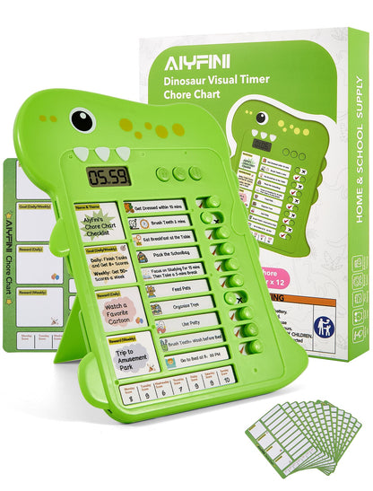 Dinosaur Visual Timer for Kids with Digital Timer & Schedule Board