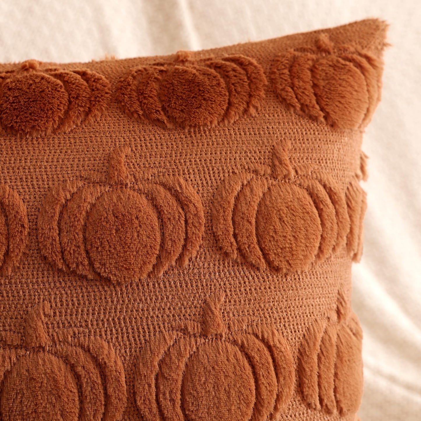 Artscope Fall Pillow Covers 18 x 18 Set of 2 Decorative Autumn Harvest Holiday Pumpkin Throw Pillow Cases Soft Plush Faux Fur Couch Cushion Case for Farmhouse Halloween Sofa Bed Room Home Decor-Rust