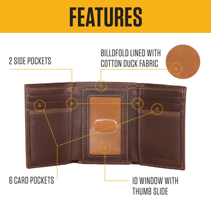 Carhartt Men’s Leather Triple Stitch Wallet, Durable Full-Grain Leather Bifold, Trifold & Rodeo Styles, Gifts for Men