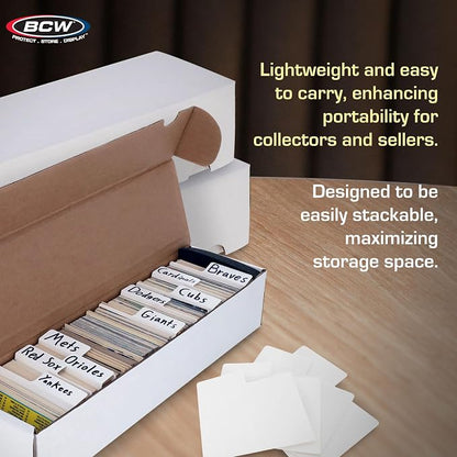 BCW 800ct Trading Card Storage Box & Horizontal Card Dividers – 6 Boxes & 30 Dividers | Sports Card, TCG & CCG Organizer | Trading Card Storage Solution