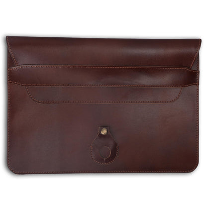 PavinCrafter Genuine Leather Laptop Sleeve 13–14 Inch, Slim Laptop Case Compatible with Mac Pro 13 (M3, M2, M1 Chip) Mac Air 14 Surface 13.5 XPS 13/14 Yoga/IdeaPad, Brown Envelope Bag (Wine)