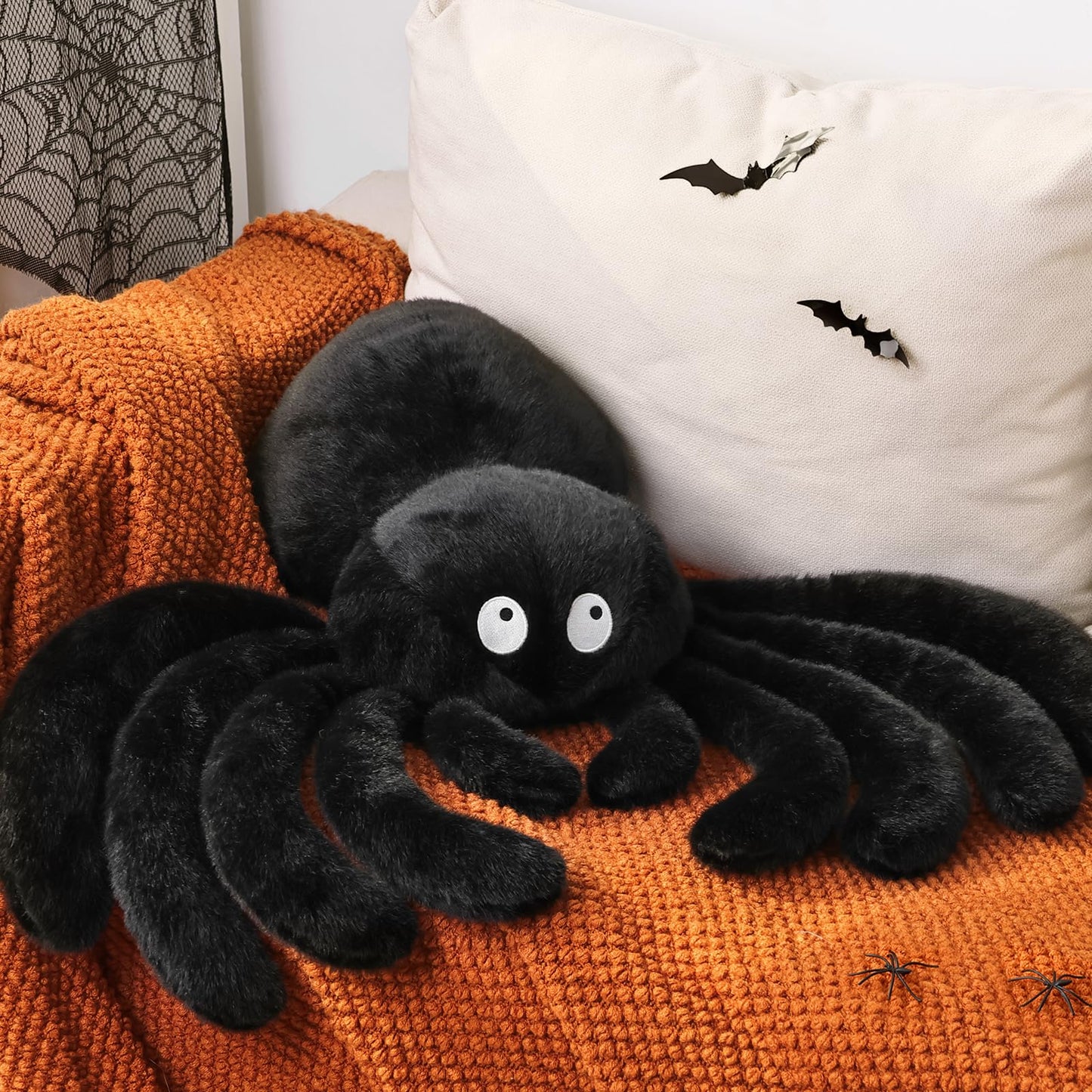 Bunny Chorus Halloween Decorations Spider Throw Pillows: Cute Black Spider Pillow Home Decor, Stuffed Large Plush Cushion Halloween Decorations Indoor for Home Sofa Bed Office Couch Living Room