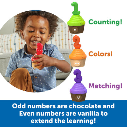 Learning Resources Counting Cupcakes - Number and Color Recognition Skills, Kitchen Play Food for Kids, Fine Motor Skills, Matching Toys, Homeschool, Birthday Gifts for Boys and Girls