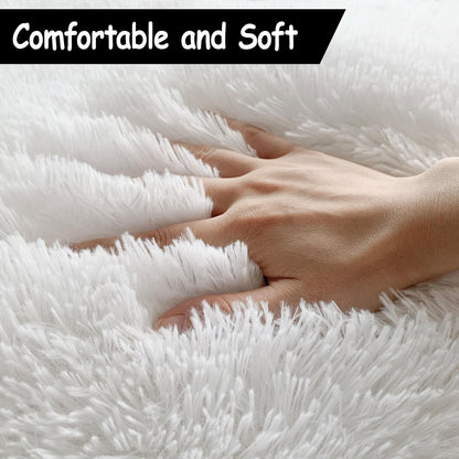 TENNOLA 3x10 Feet White Soft Shag Runner Rug for Bedroom Fuzzy Fluffy Rugs with Non-Slip Bottom for Hallway Bedside Living Room Dorm, Furry Area Rug for Nursery Playroom Indoor Home Decor