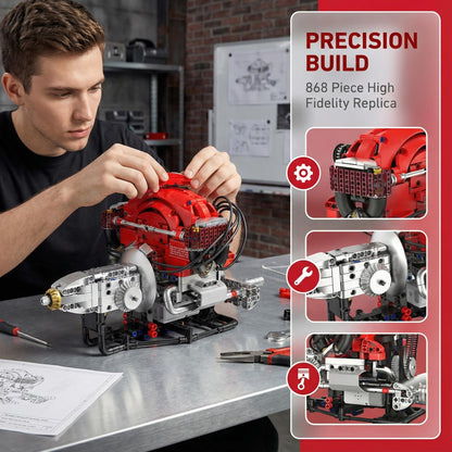 AoreSpty H4 Mini Engine, Bluetooth Motor a Escala para Armar, 868Pcs Engine Building Kits for Kids and Adults, STEM Engineering Kits for Kids Age 8-12, Realistic Tech Hobby Gift for Men