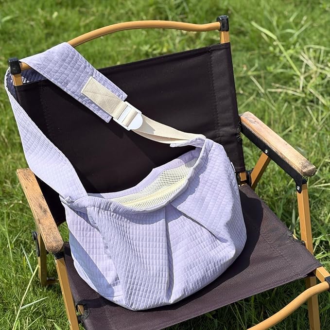 Ferret Sling Carrier - Pet Carrying Bag with Adjustable Strap Hands Free Shoulder Bag Crossbody Travel Slings Soft Small Animal Bonding Pouch Front Backpack for Ferret Rabbit Puppy Kitten (Purple)