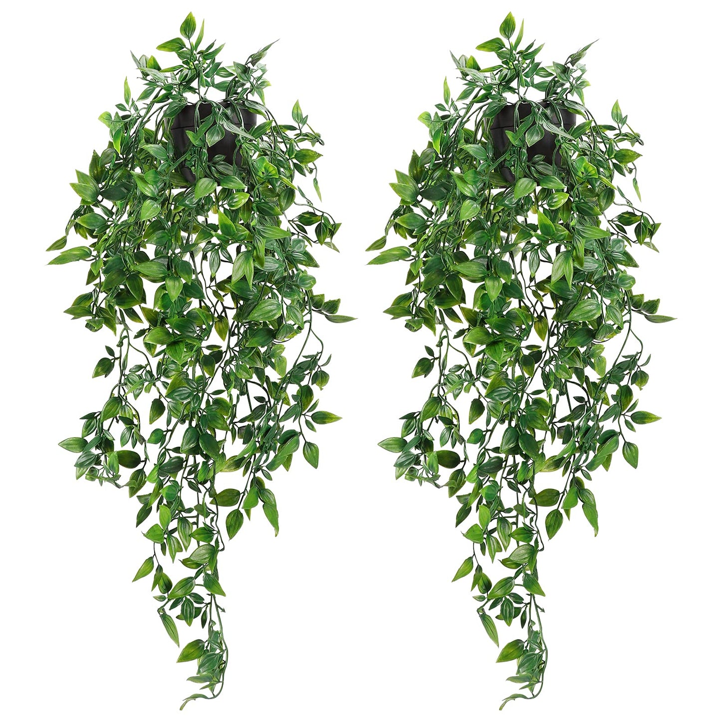 Whonline 2pcs Fake Hanging Plants, Artificial Potted Plants for Indoor Outdoor Aesthetic Office Living Room Shelf Decor