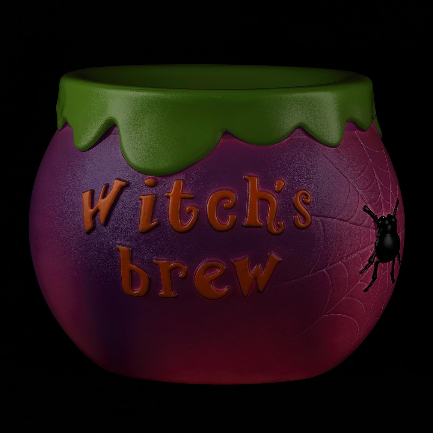 Mr. Halloween 14 in Cauldron Candy Bowl with LED Lights, Blow Mold Trick or Treat Holder, Light Up Halloween Candy Dish