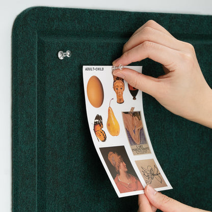 Bulletin Board, 24 x 18 inches Felt Board Decorative Pin Board, Cork Board Alternative for Wall, Foldable Photo Board Self-Adhesive Vision Board Mood Board with 20 Pushpins - Dark Green