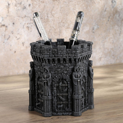 Veronese Design 4 7/8 Inch Wardens of the Damned Pen Holder Resin Desktop Organizer Skeleton Reaper Home Decor Sculpture