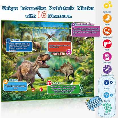 Bilingual Interactive for Kids Talking USA Map Dinosaur Poster for Kids Learning and Educational Toys,Talking Educational Dinosaur Toy for Ages 3 to 12 Years Old,Learning Chart for Preschool/Gift