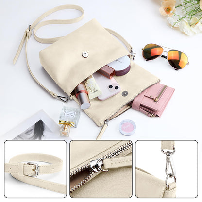 KALIDI Vintage Vegan Leather Crossbody Bag PU Shoulder Bag Handbag Multiple Pockets Adjustable Removable Strap Women