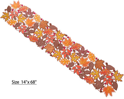 Fall Decorations for Home Fall Table Runner 36 Inches Long with Embroidered Maple Leaf. Thanksgiving Decorations for Dining Room Kitchen Table Seasonal Holiday Harvest Party Decor