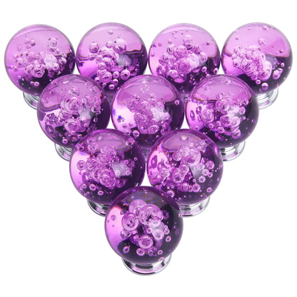 IEIK 10 PCS Crystal Cabinet Knobs Round Glass Bubbles Dresser Knobs Smooth Drawer Knobs Handle for Home, Cabinet, Drawer and Dresser Hardware with 3 Different Size Screws, 30MM (Purple)