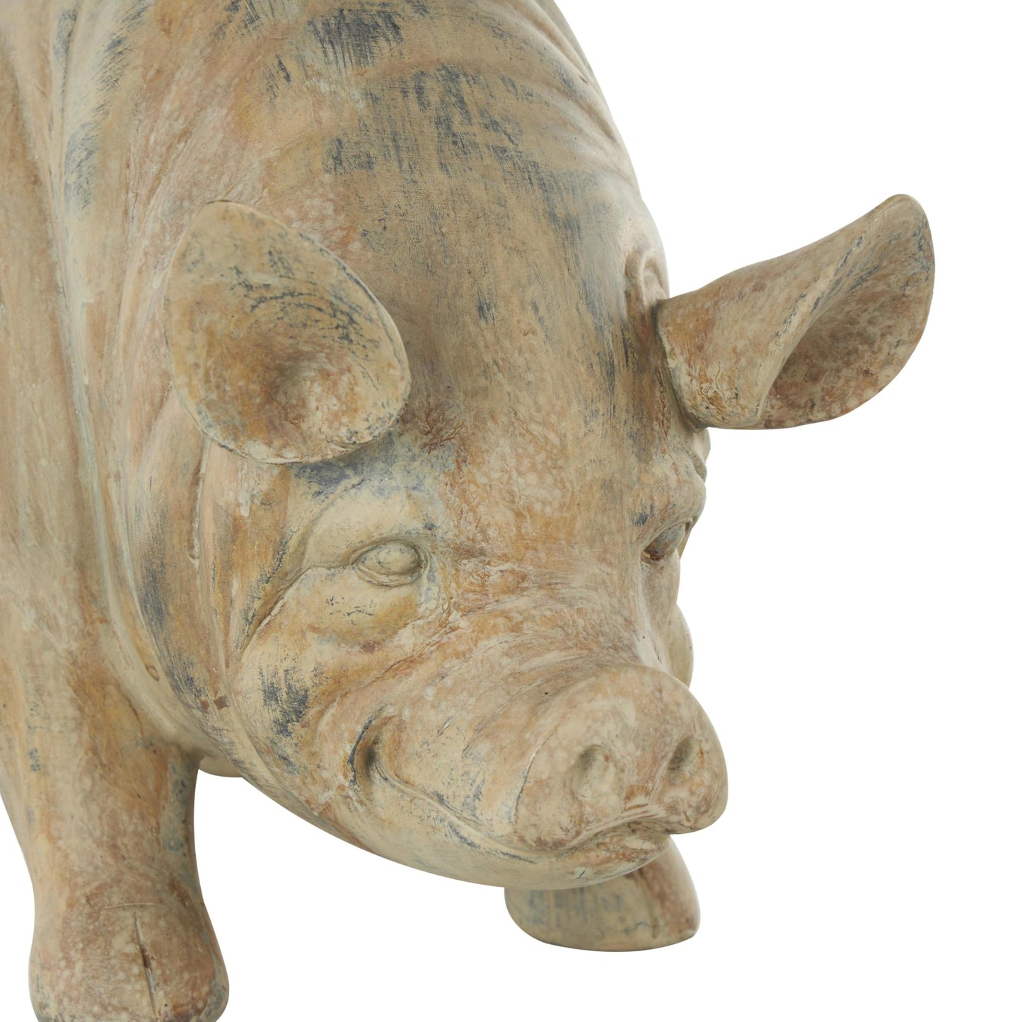 Deco 79 Resin Pig Indoor Outdoor Planter Small Planter Pot with Distressed Details, Planter 16" x 7" x 8", Beige