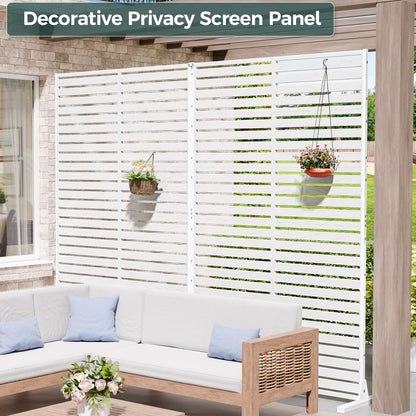 Trygoal Privacy Screen Outdoor 72" Freestanding Privacy Panel with Stand, HDPE Decorative Privacy Fence with Louver Pattern, Patio Divider Screen, Privacy Screens for Outside, Balcony, White