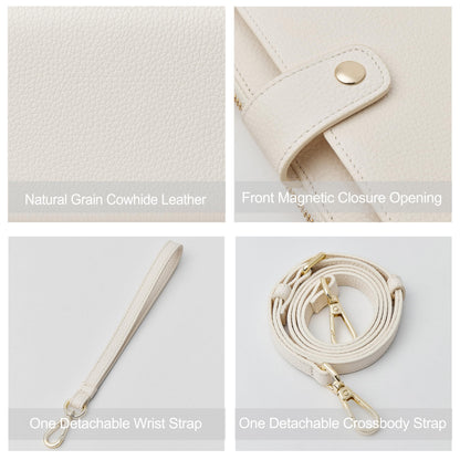 DORIS&JACKY Small Crossbody Cellphone Bags for Women, Mini Leather Wristlet Wallet Clutch Purse With Two Detachable Straps (2-White)