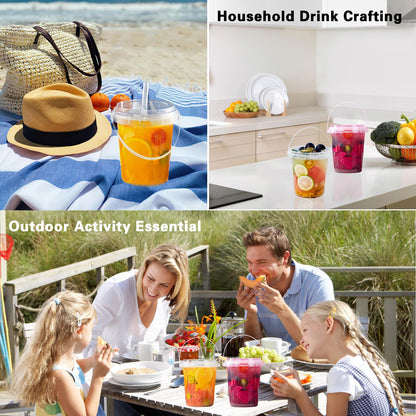 30Set 34oz Drink Buckets with Lids and Straws, Plastic Cups with Lids Straw