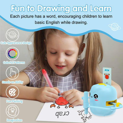 Drawing Robot for Kids with 150 Cards, Voice Interactive Educational Drawing Kit for Kids, Montessori Painting Learning Toys for 3 4 5 6 7 8 Year Old Boys Girls Birthday Party