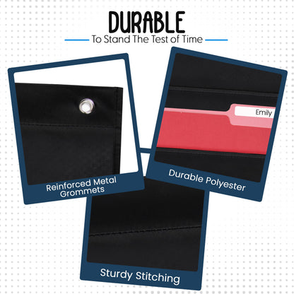Essex Wares - 7 Pocket File Pocket Chart, Black, Tall - Versatile Wall Hanging File Folder Organizer for Classroom, Office, Home, and More - Wall Folder Organizer - 7 Pockets