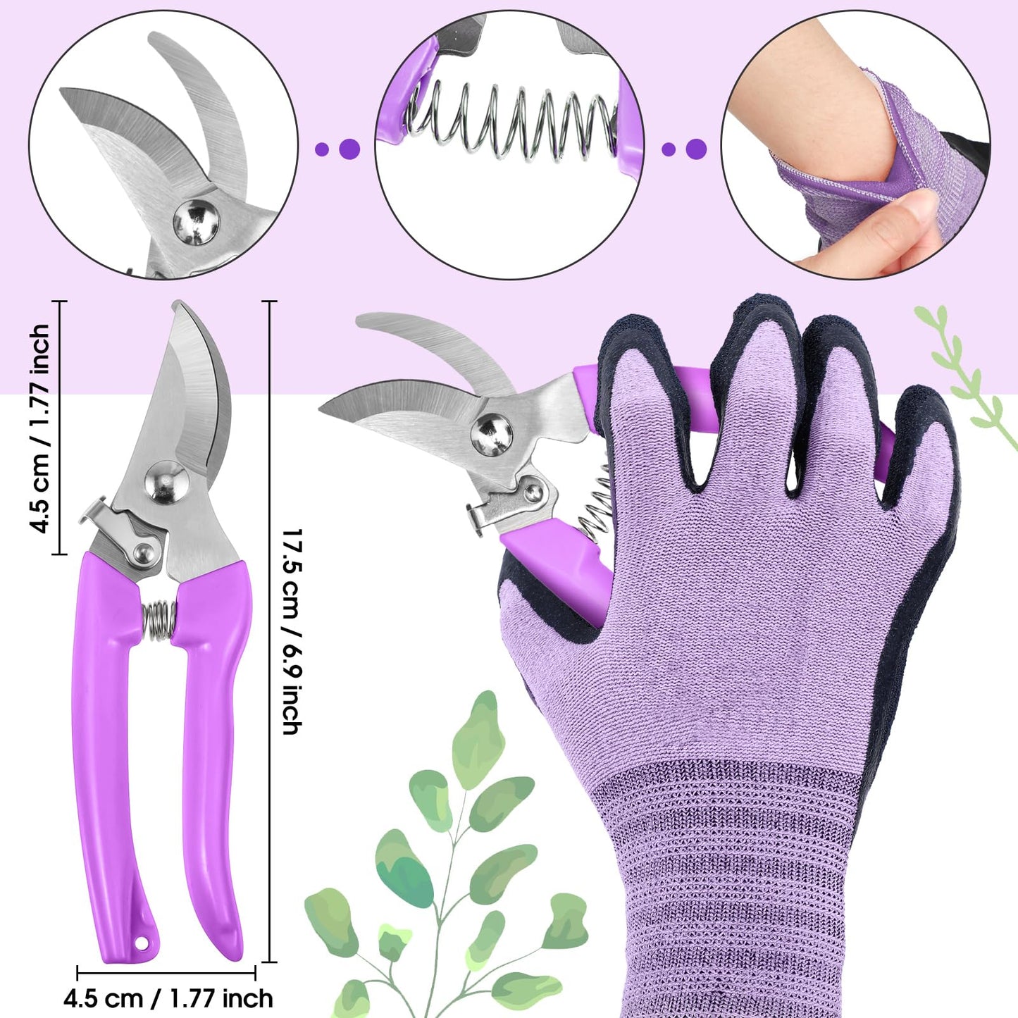WILLBOND Gardening Gift Set for Women, Mother's Day Floral Arrangement Kit with Pruning Shears, Thorn Remover, Gloves and Floral Tape, Garden Tool Gift Kit for Mom, Wife, Garden Lovers(Purple)