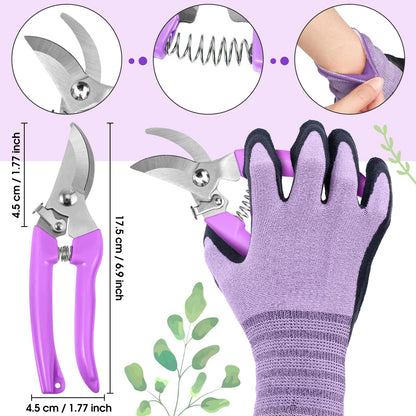 WILLBOND Gardening Gift Set for Women, Mother's Day Floral Arrangement Kit with Pruning Shears, Thorn Remover, Gloves and Floral Tape, Garden Tool Gift Kit for Mom, Wife, Garden Lovers(Purple)