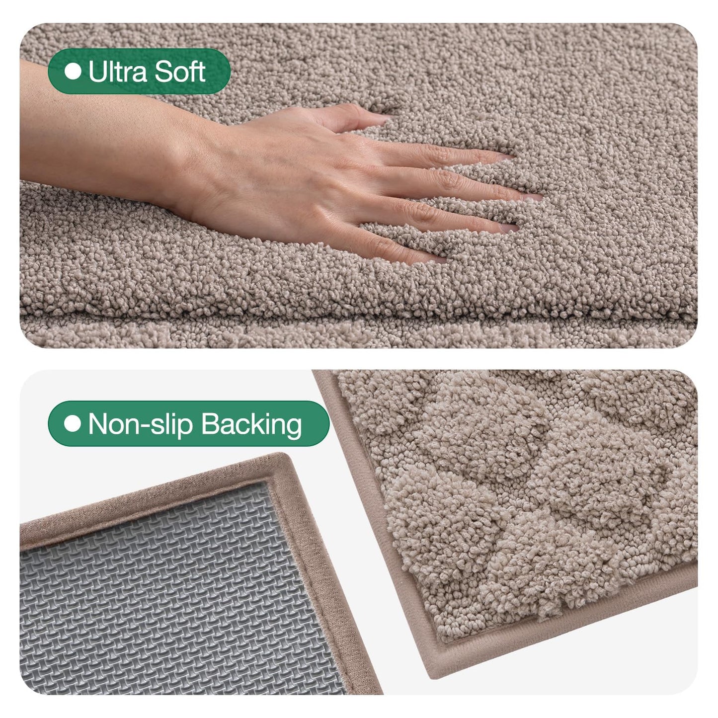 LUMI Bathroom Rugs, Ultra Soft Absorbent Bath Mat for Shower, Non Slip Washable Bath Rugs with Rubber Backing, Microfiber Plush Quick Dry Floor Mat for Bathtub, Floor, Brown, 24x36