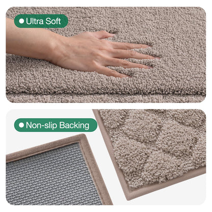 LUMI Bathroom Rugs, Ultra Soft Absorbent Bath Mat for Shower, Non Slip Washable Bath Rugs with Rubber Backing, Microfiber Plush Quick Dry Floor Mat for Bathtub, Floor, Brown, 24x36