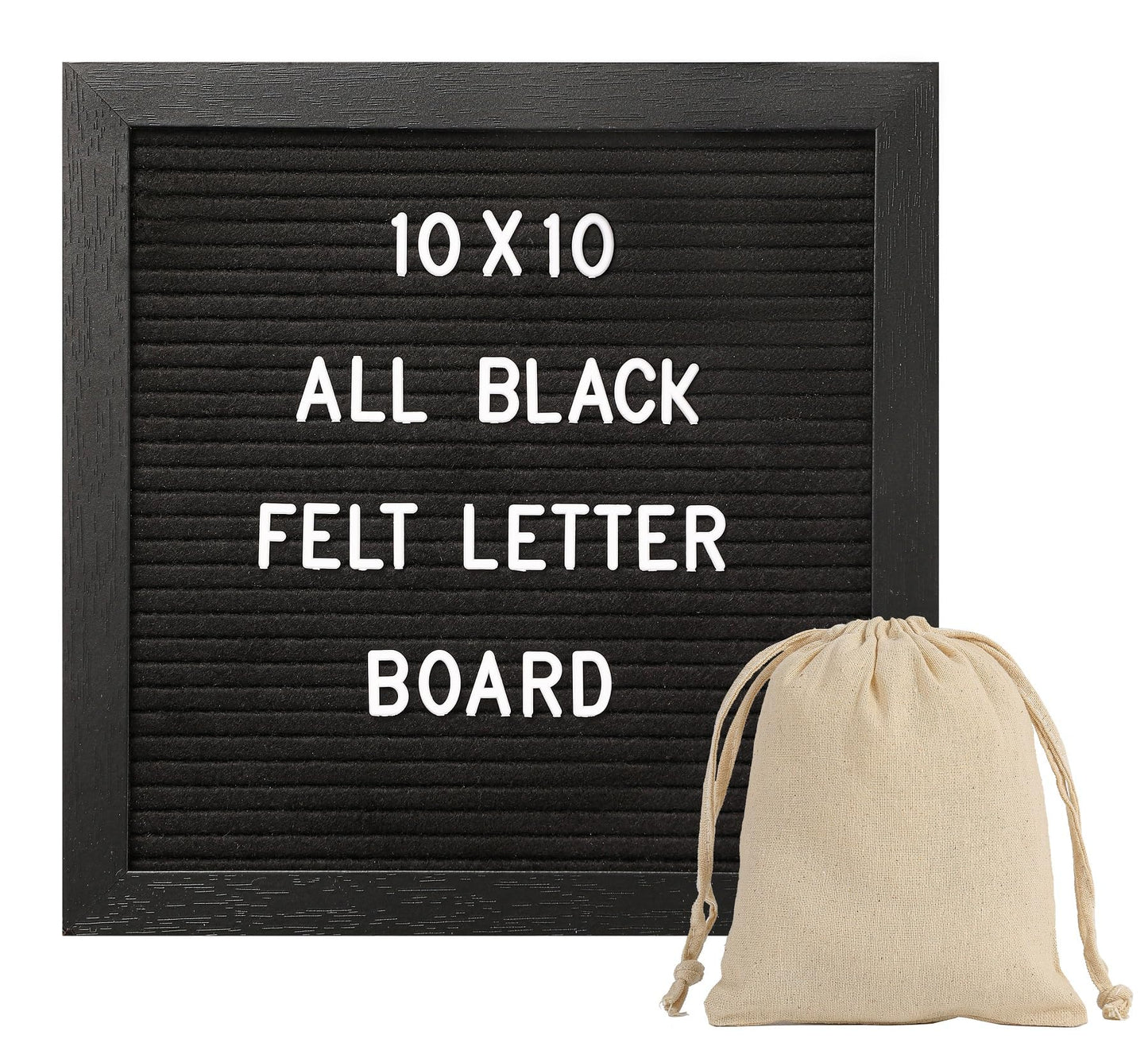 G GAMIT Black Felt Letter Board with 294 Changeable Letters&Numbers, 10”x10” Message Board Letter Sign Board in Black Frame with Stand and Canvas bag for Announcement&Notification