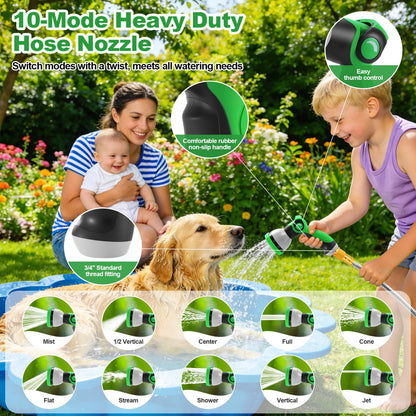 Garden Hose 50FT, Flexible Stainless Steel Metal Water Hose with 10-Function Nozzle, No-Kink, Leak-Proof, Wear-Resistant, 3/4 GHT, Easy to Use and Store for Garden, Yard, Lawn, Outdoor
