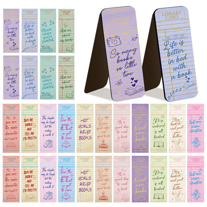 Zaamwoyy 30 Pcs Vintage Library Magnetic Bookmarks, Inspirational Quotes Aesthetic Bookmarks Bulk, Cute Handwritten Book Mark for Women Man Reading Lovers Students Teachers Office Workers Gift