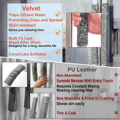 Volecy Refrigerator Handle Covers, Set of 6, Washable Velvet Appliance Door Handle Covers, Adjustable Handle Protectors, Kitchen Decor Keep Clean for Fridge Oven Stove Microwave Dishwasher(Gray Silve)