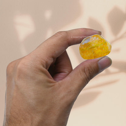 Amazing Gemstone Tangerine Aura Quartz Crystals and Healing Stones Tumbled - 1 Oz Tangerine Aura Quartz Stone, Natural Healing Stones for Energy Balance, Stress Relief - Polished